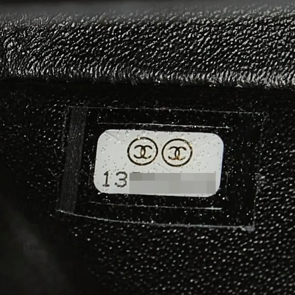 Chanel Matelasse 25 Coco Mark Double Flap Caviar Skin Shoulder Bag Black